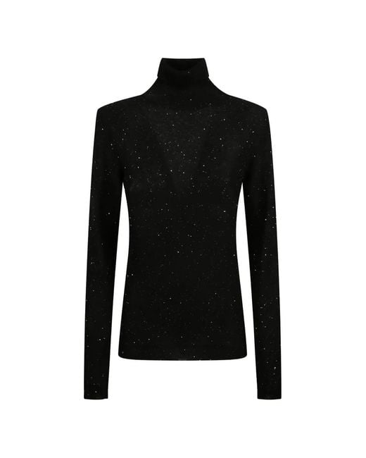 Fabiana Filippi Black Turtle-Neck Sparkle-Effect Top