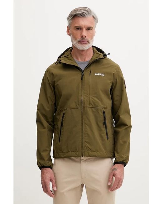 Napapijri Green Logo-Patch Hooded Jacket for men