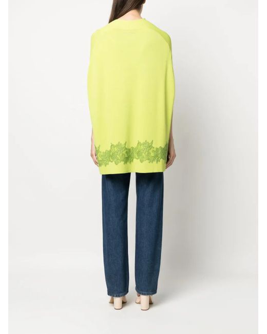ERMANNO FIRENZE Yellow Floral Lace-Appliqué Short-Sleeve Cardigan