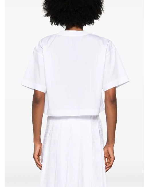 Iceberg White Cropped Cotton T-Shirt