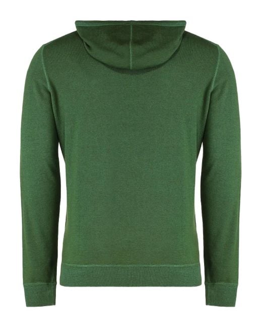 Moorer Green Hooded Sweater for men