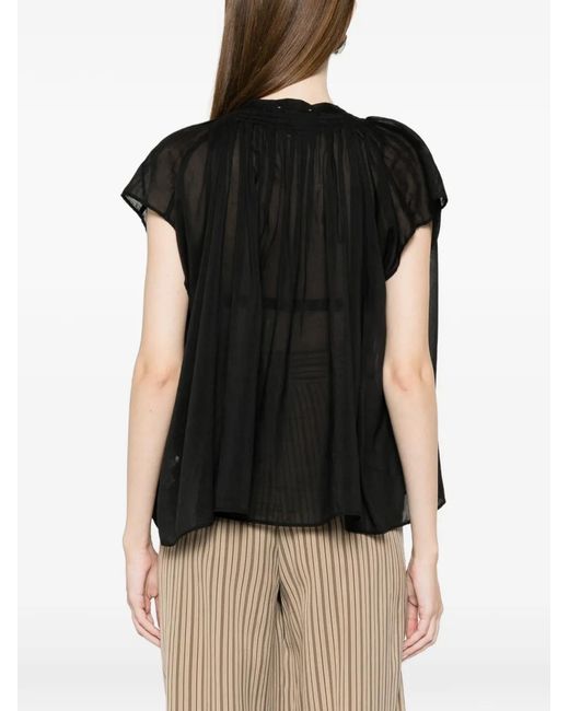 Forte_forte Black Blouse À Fronces