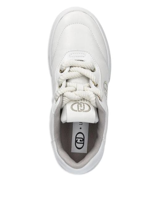 Liu Jo White Logo-Detail Lace-Up Sneakers