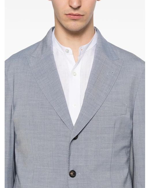 Eleventy Blue Peak-Lapels Single-Breasted Suit for men