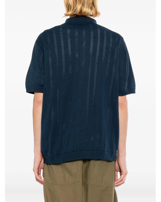 SPORT b. by agnès b. Blue Pointelle-Knit Floral-Patch Sweater for men