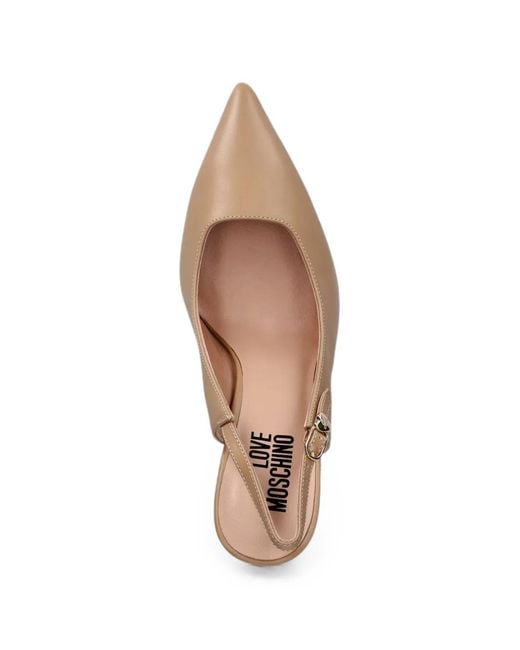 Love Moschino White Pointed-Toe Slingback Pumps
