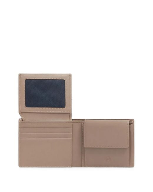 Piquadro Gray Sync Logo-Plaque Bi-Fold Wallet for men