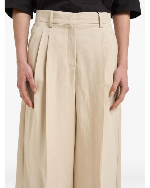 Weekend by Maxmara Natural Pleated Wide-Leg Trousers