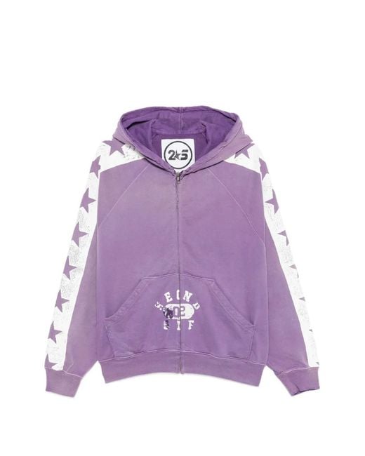 Secnd Slf Purple Star-Print Zip-Up Hoodie for men