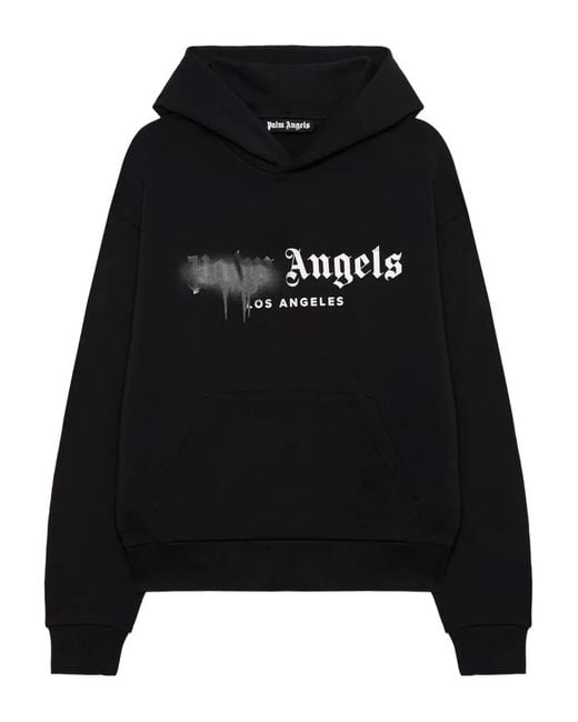 Palm Angels Black Spray City Los Angeles Logo Hoodie for men