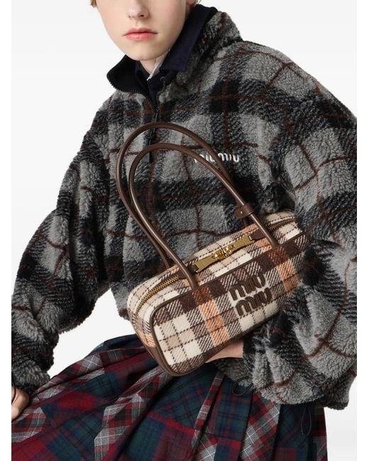 Miu Miu Black Teddy Checked Jacket