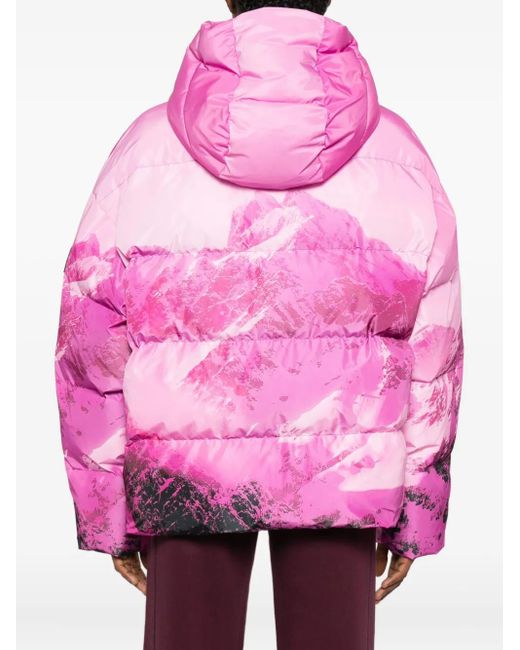 Patrizia Pepe Pink Mountain Print Puffer Jacket