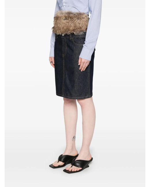 Coperni Gray Faux-Fur Hybrid Midi Skirt