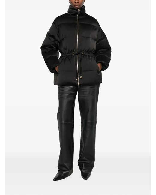 Elisabetta Franchi Black Drawstring Puffer Jacket