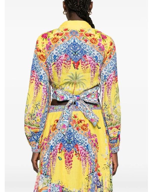 Camilla White Floral Print Wrap Shirt