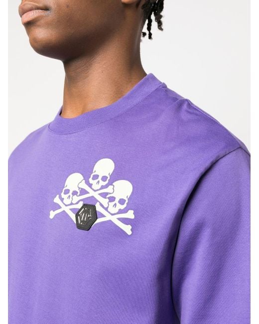 Camiseta con estampado Skull Philipp Plein de hombre de color Purple