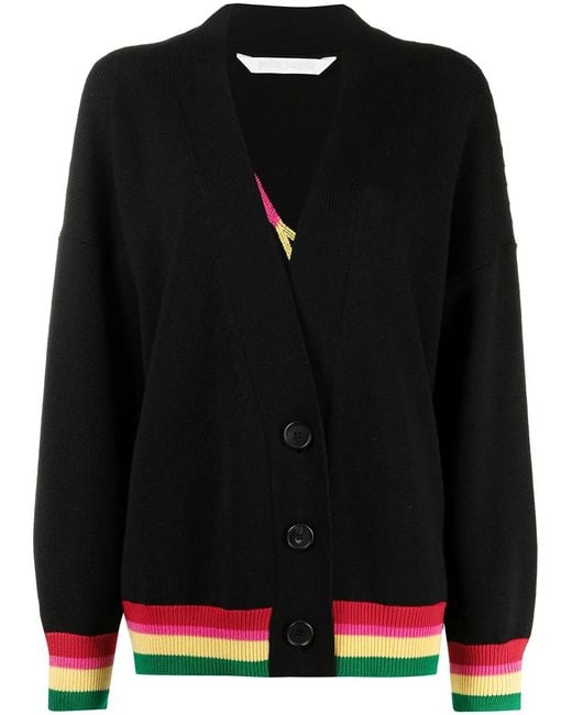 Palm Angels Black Miami Logo V-Neck Cardigan