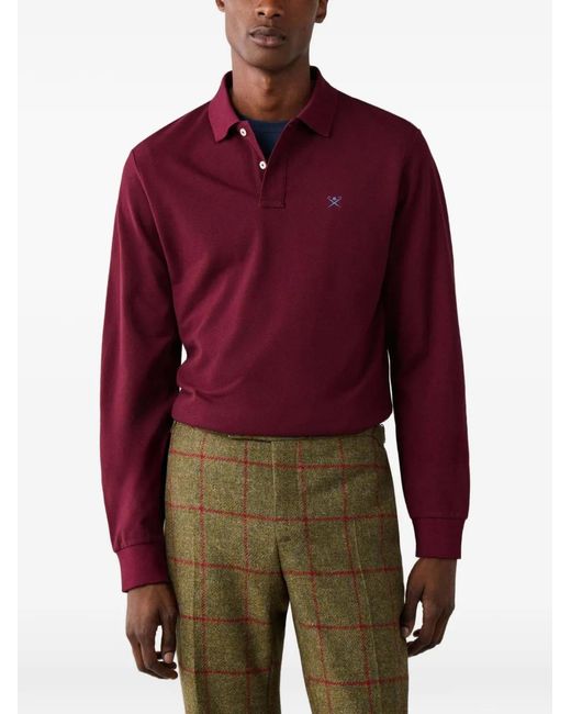 Hackett Logo-Embroidered Long-Sleeve Polo Shirt for men