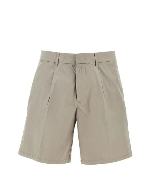Emporio Armani Gray Pleated Concealed Fastening Shorts for men