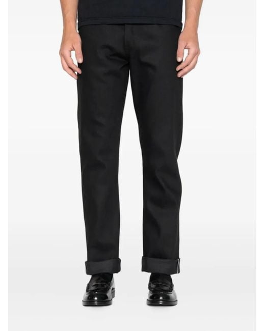 Naked & Famous Black True Guy Cuffed Jeans for men