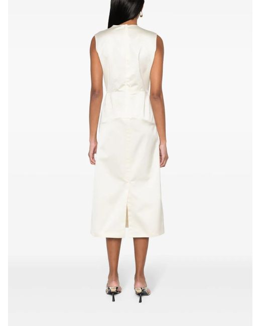 Fabiana Filippi White Satin Midi Dress