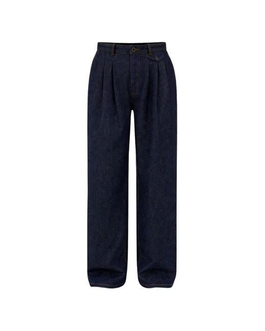 Tibi Blue Triple-Pleat Jeans