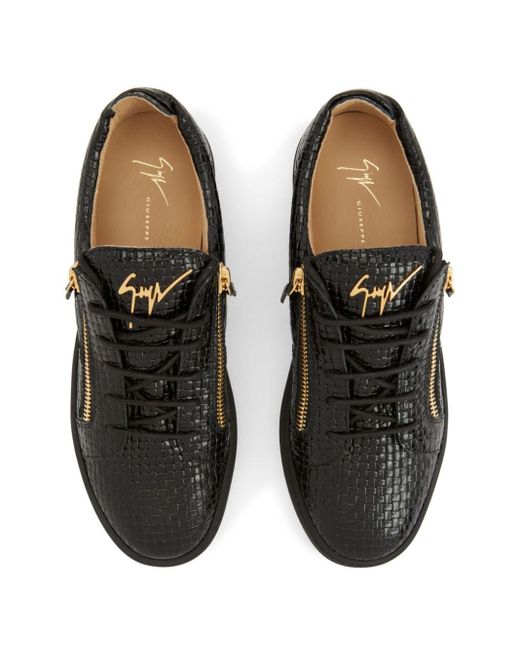 Giuseppe Zanotti Black Frankie Woven Leather Sneakers for men