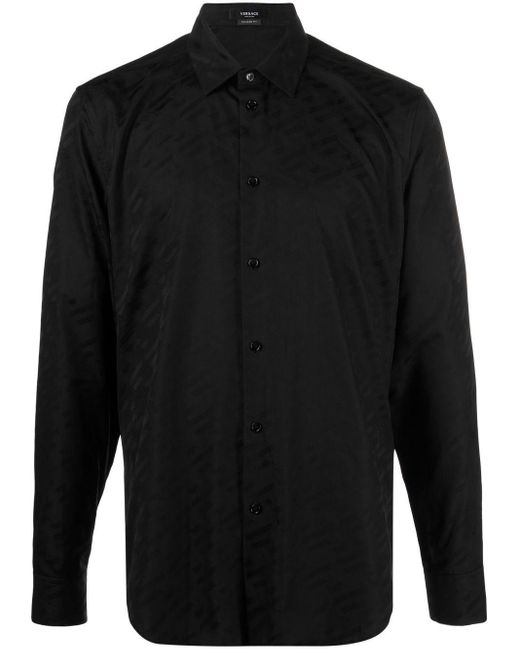 Versace Cotton La Greca Logo-jacquard Shirt in Black for Men | Lyst Canada