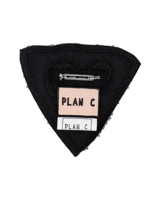 Plan C Black Triangular Embroidered Pin