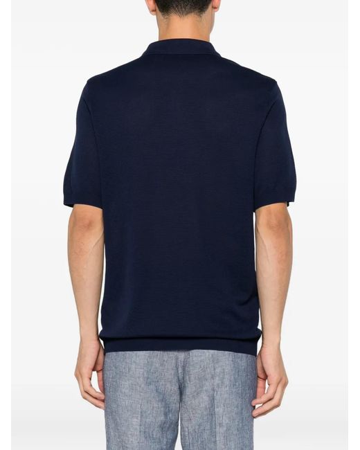 Corneliani Blue Short-Sleeve Polo Shirt for men