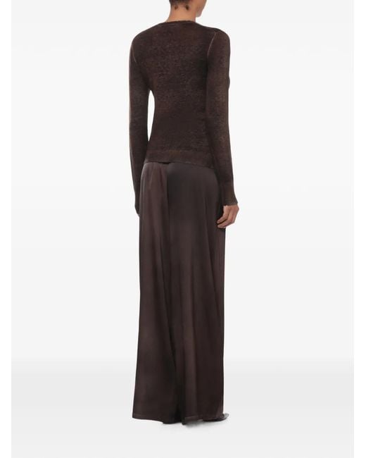 Avant Toi Brown Distressed-Effect V-Neck Sweater