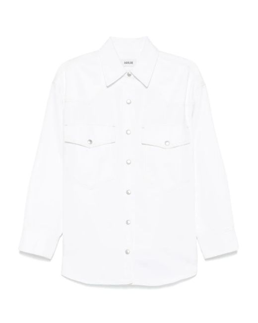 Agolde White Press-Stud Shirt