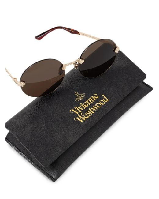 Vivienne Westwood Brown Franklin Rimless Round-Frame Sunglasses