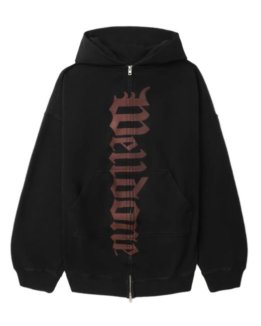 we11done Hoodie Met Logoprint En Rits in het Black
