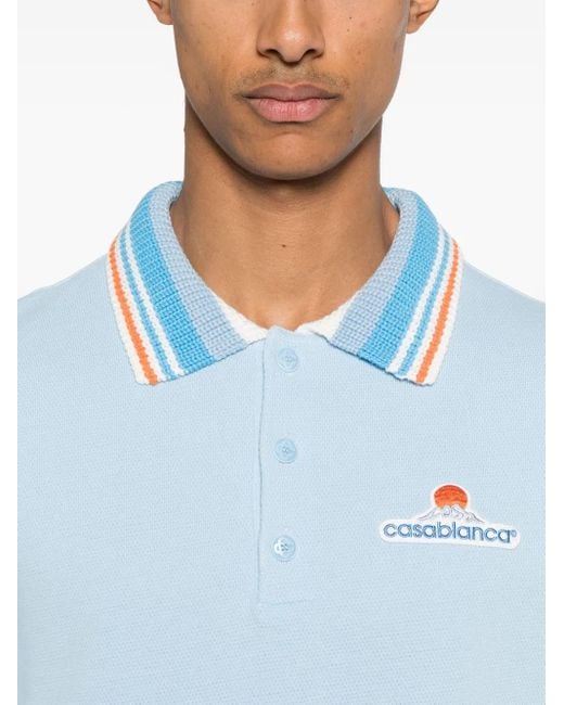 Casablanca Blue Organic-Cotton Polo Shirt for men