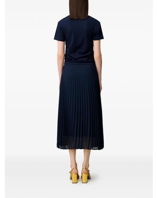 Claudie Pierlot Blue Trompe-L'Œil Midi Dress