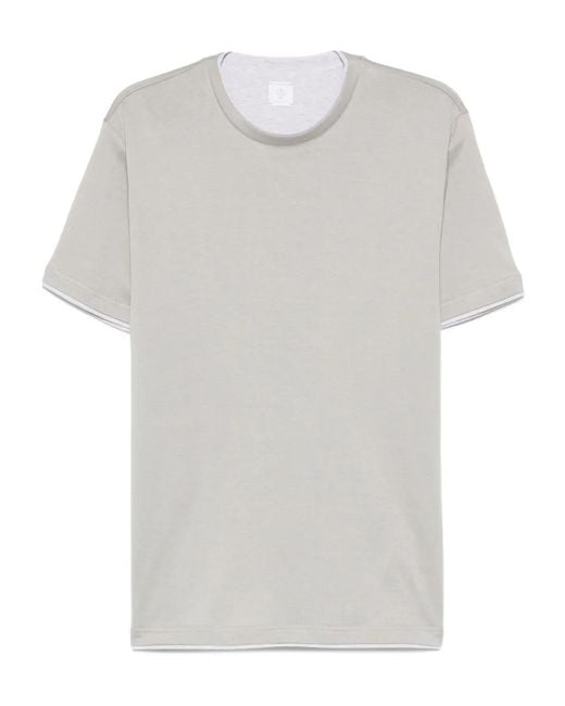 Eleventy White Double-Layered Cotton T-Shirt for men