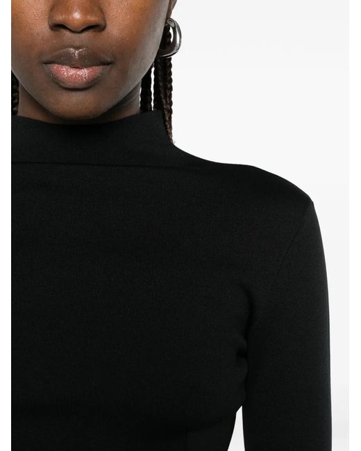 Mugler Black Cut-Out Cropped Top