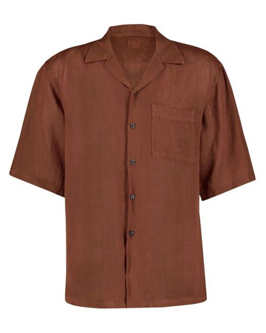 120% Lino Kurzärmeliges Hemd aus Leinen in Brown für Herren