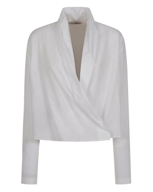 Alberta Ferretti White Wrap-Front Blouse