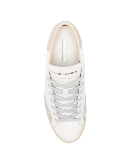 Crime London White Distressed 2.0 Lace-Up Sneakers for men