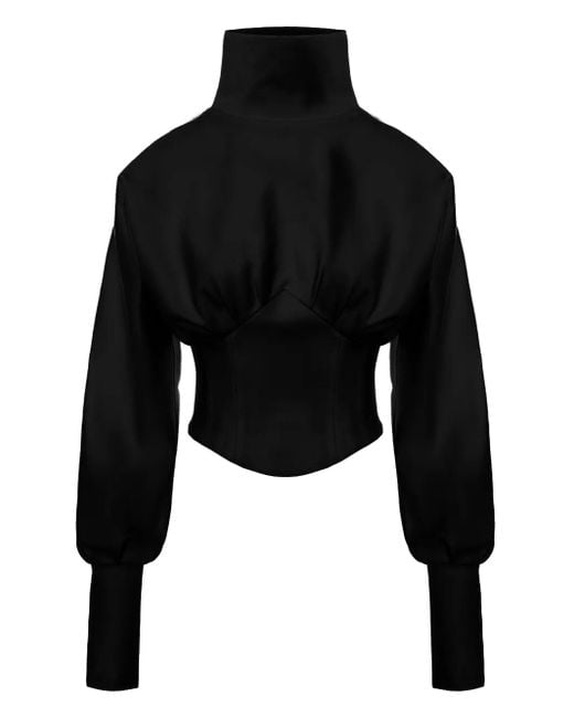 Hamza Black Nice High-Neck Corset Top