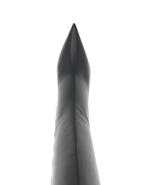 Gianvito Rossi Black Pointed-Toe Leather Knee Boots