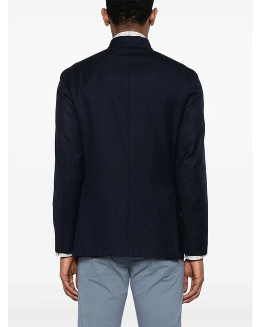 Boglioli Blue Band-Collar Blazer for men