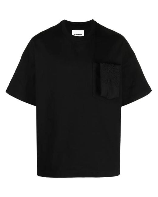 Jil Sander Black Patch-Pocket Cotton T-Shirt for men