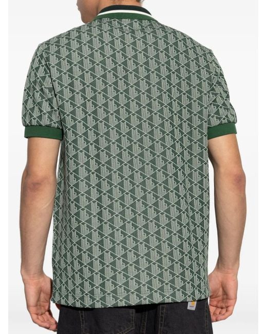 Lacoste Green Monogram-Jacquard Polo Shirt for men