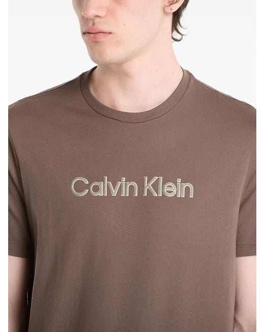 Calvin Klein Gray Logo-Print T-Shirt for men
