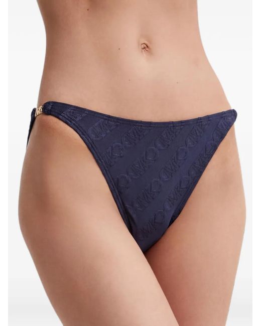 MICHAEL Michael Kors Blue Logo-Pattern Bikini Bottoms