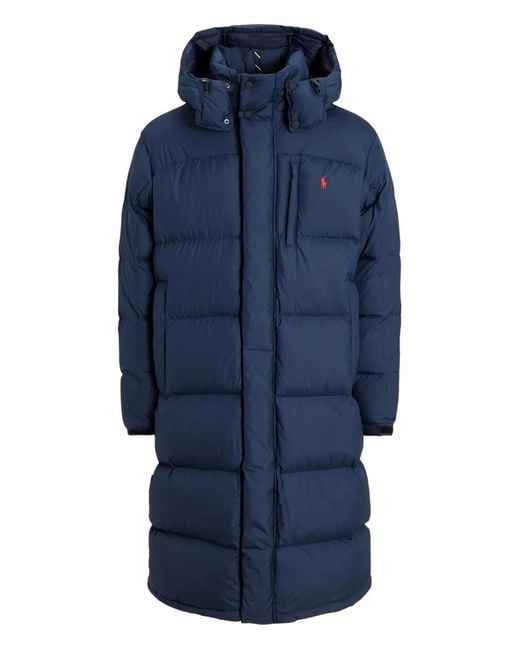 Polo Ralph Lauren Blue Hooded Insulated Bomber Coat for men