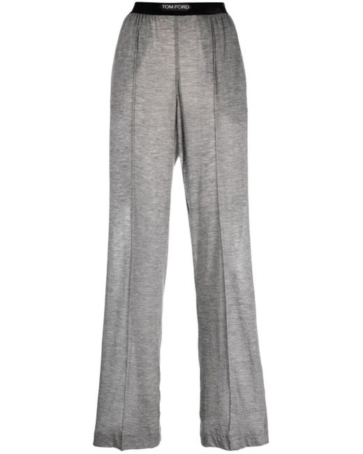 Tom Ford Gray Logo-waistband Cashmere Track Pants